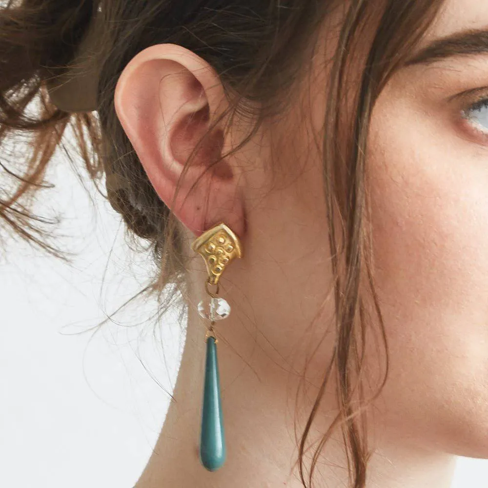 Vintage Green and Gold Dangle Earrings sold by Admiral Row product image thumbnail 2