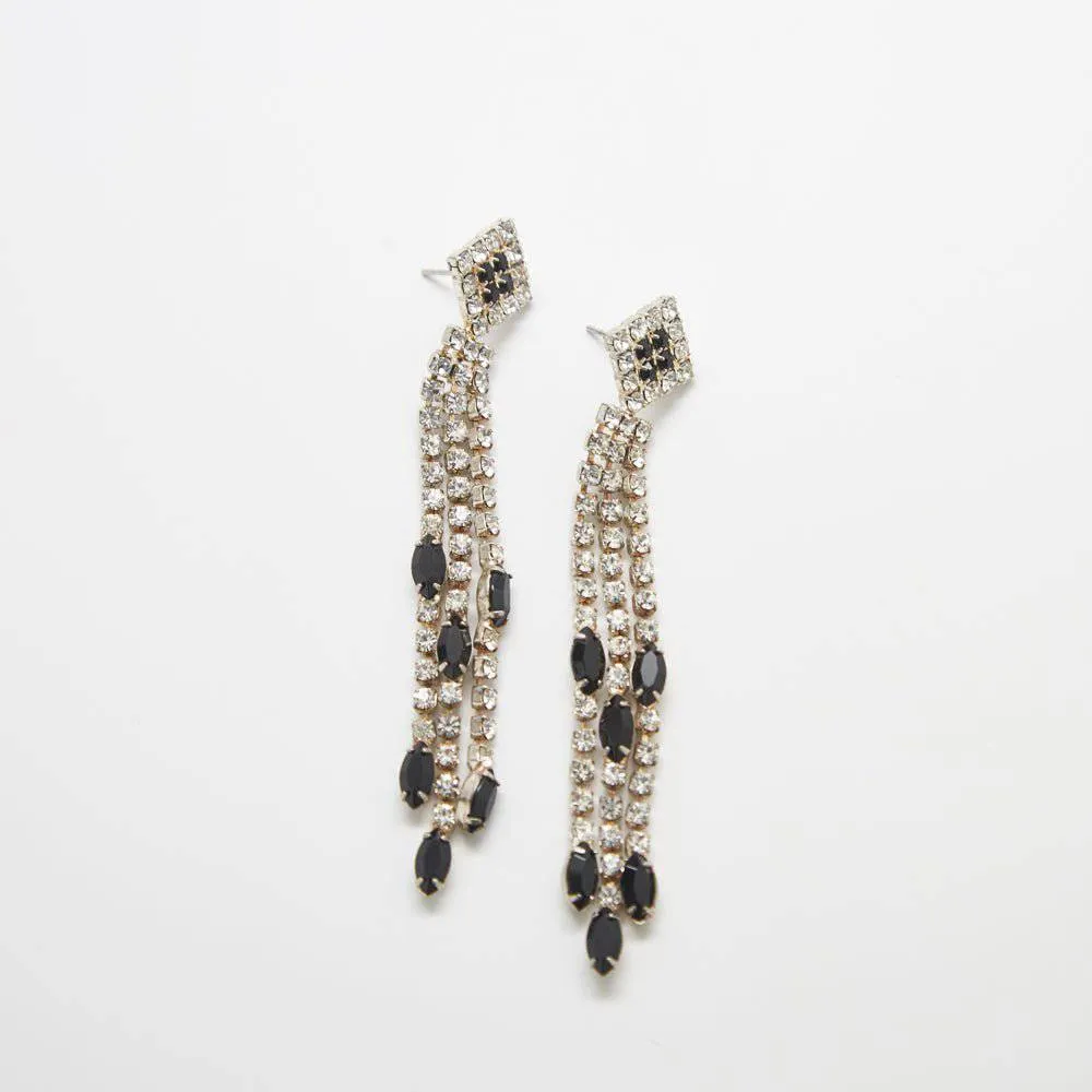 Vintage Black & White Pavé Cascade Earrings sold by Admiral Row