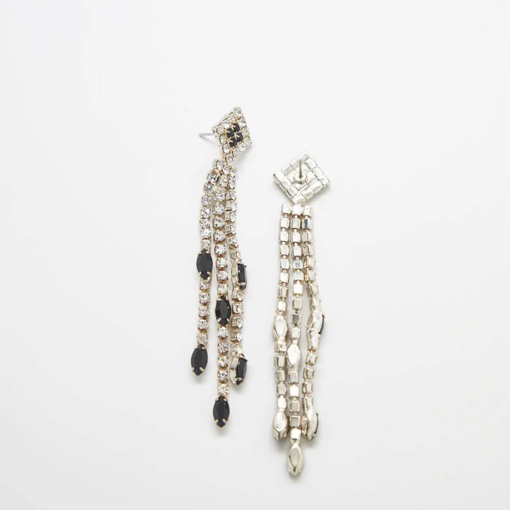 Vintage Black & White Pavé Cascade Earrings sold by Admiral Row product image thumbnail 2