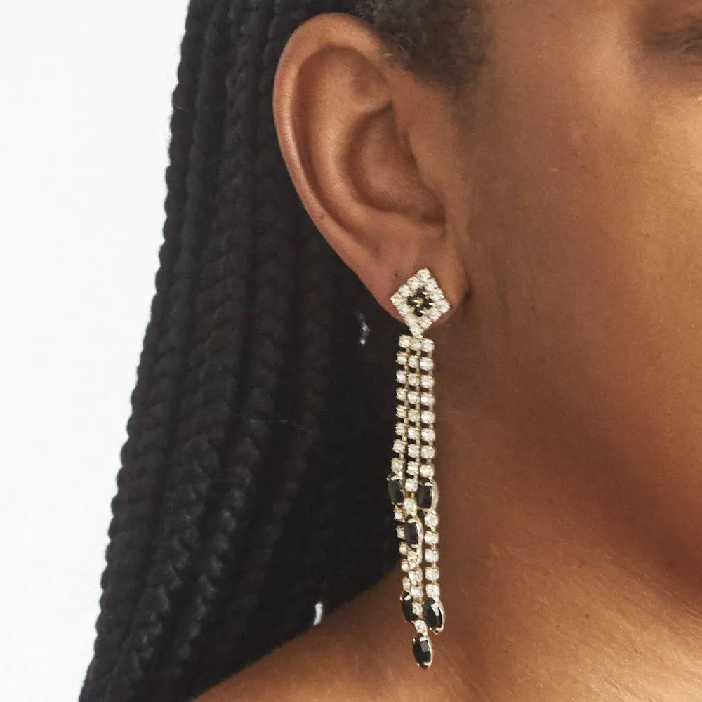 Vintage Black & White Pavé Cascade Earrings sold by Admiral Row product image thumbnail 3