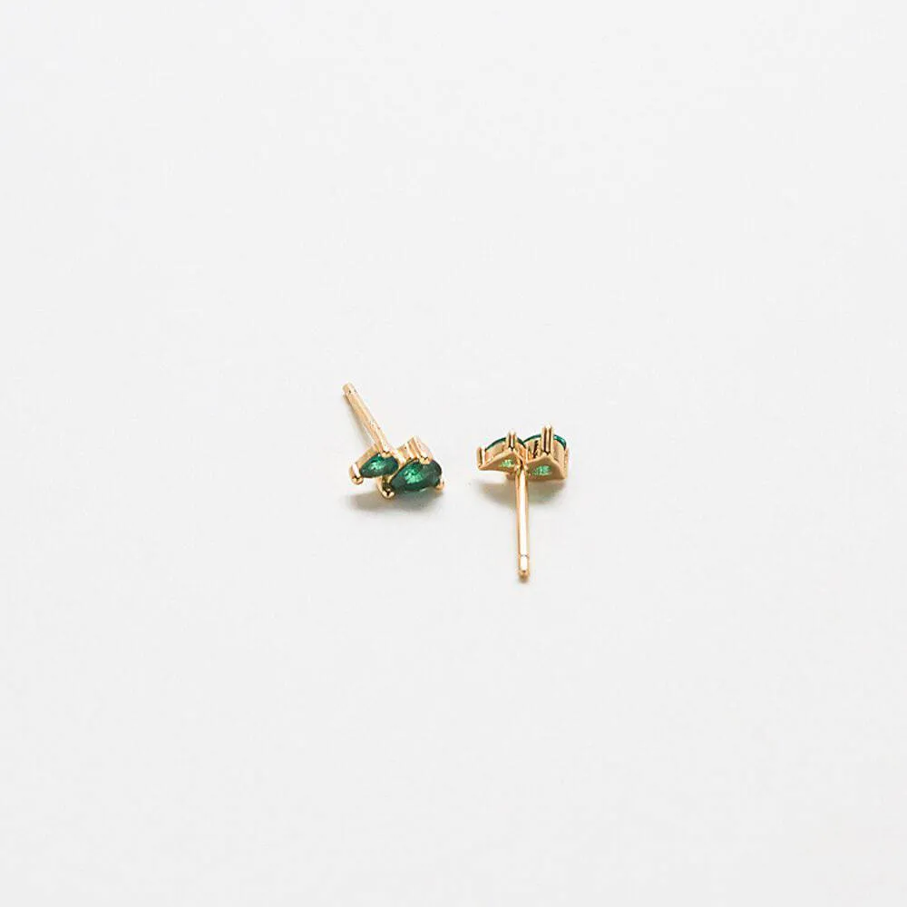 Green CZ Double Teardrop Stud Earrings sold by Admiral Row product image thumbnail 3