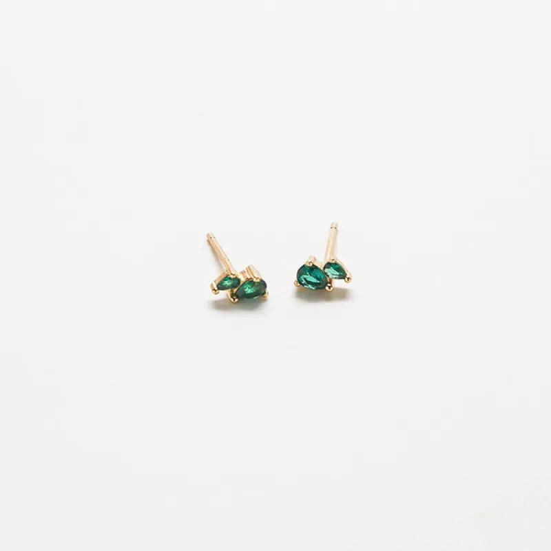 Green CZ Double Teardrop Stud Earrings sold by Admiral Row