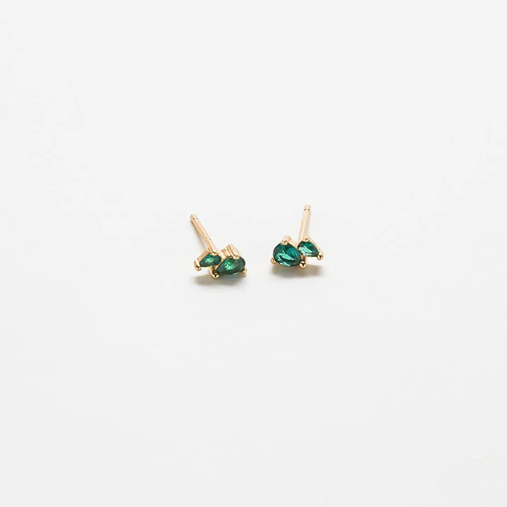 Green CZ Double Teardrop Stud Earrings sold by Admiral Row