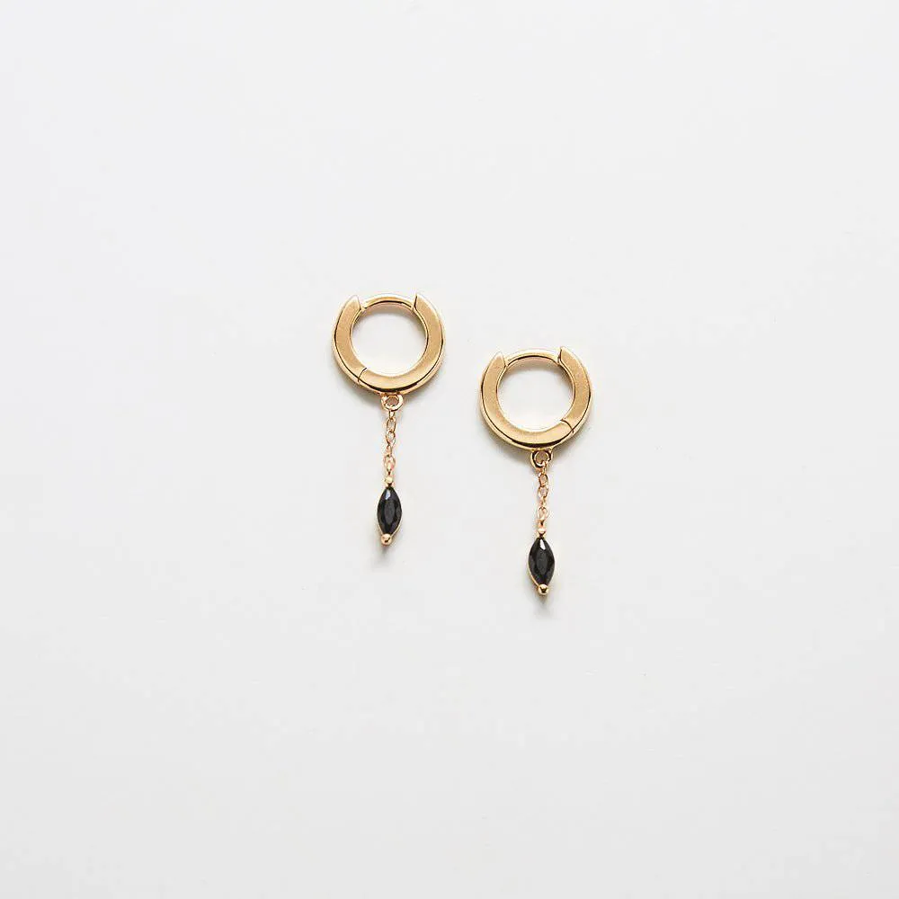 Black CZ Short Chain Huggie Earrings sold by Admiral Row