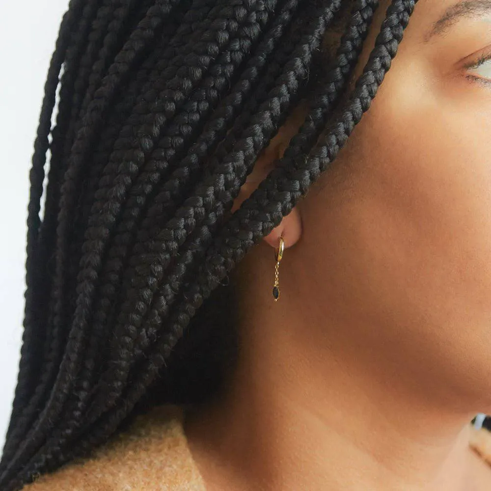 Black CZ Short Chain Huggie Earrings sold by Admiral Row product image thumbnail 2