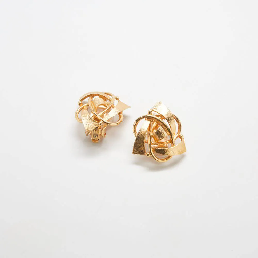 Vintage Gold Triangle Swirl Earrings sold by Admiral Row