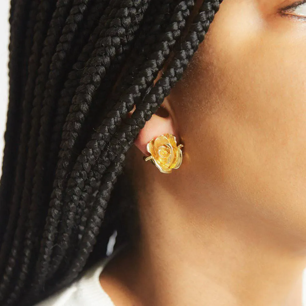 Vintage Gold Rose Earrings sold by Admiral Row product image thumbnail 3