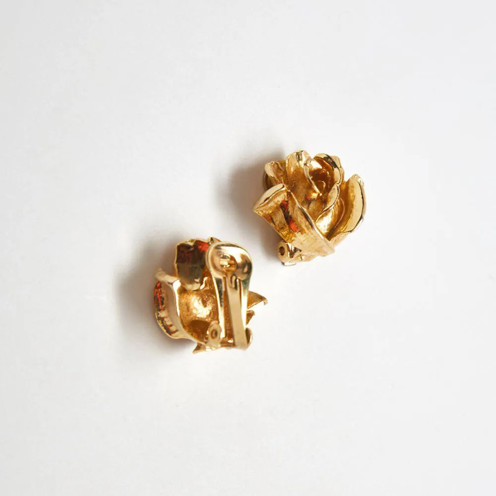 Vintage Gold Rose Earrings sold by Admiral Row product image thumbnail 2