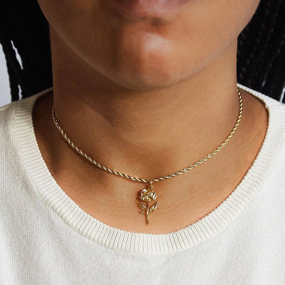 Gold Rose Charm Necklace sold by Admiral Row product image thumbnail 2