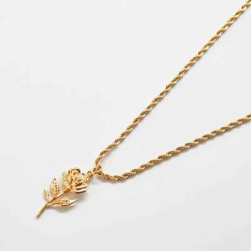 Gold Rose Charm Necklace sold by Admiral Row