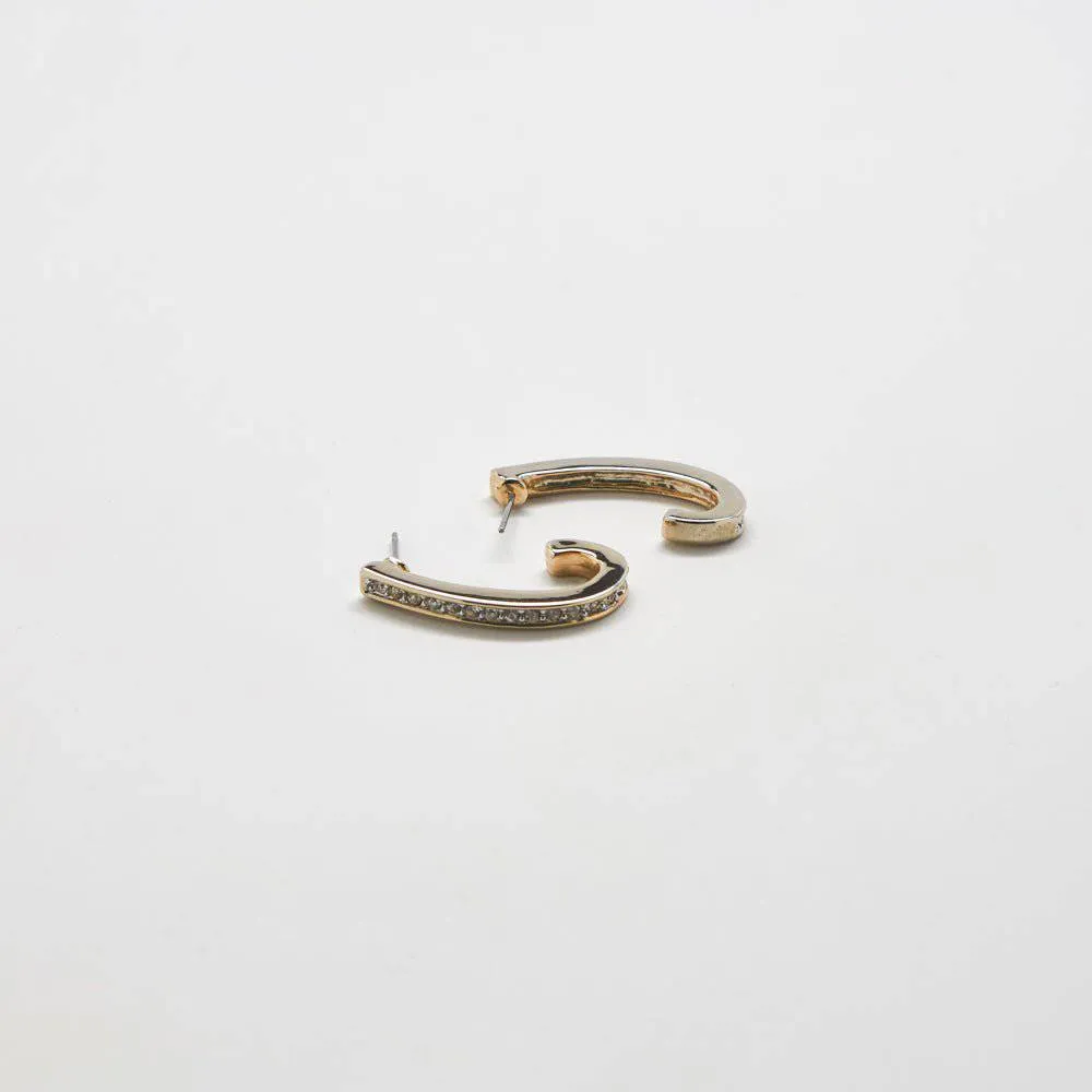 Vintage Silver CZ Oval Hoop Earrings sold by Admiral Row product image thumbnail 2