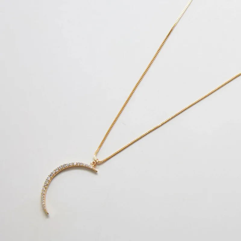 Large Pavé Crescent Moon Necklace sold by Admiral Row