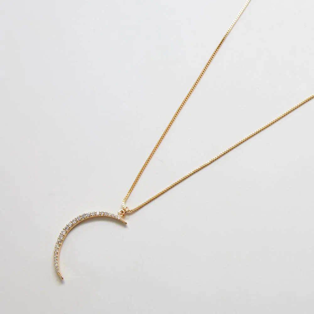 Large Pavé Crescent Moon Necklace sold by Admiral Row