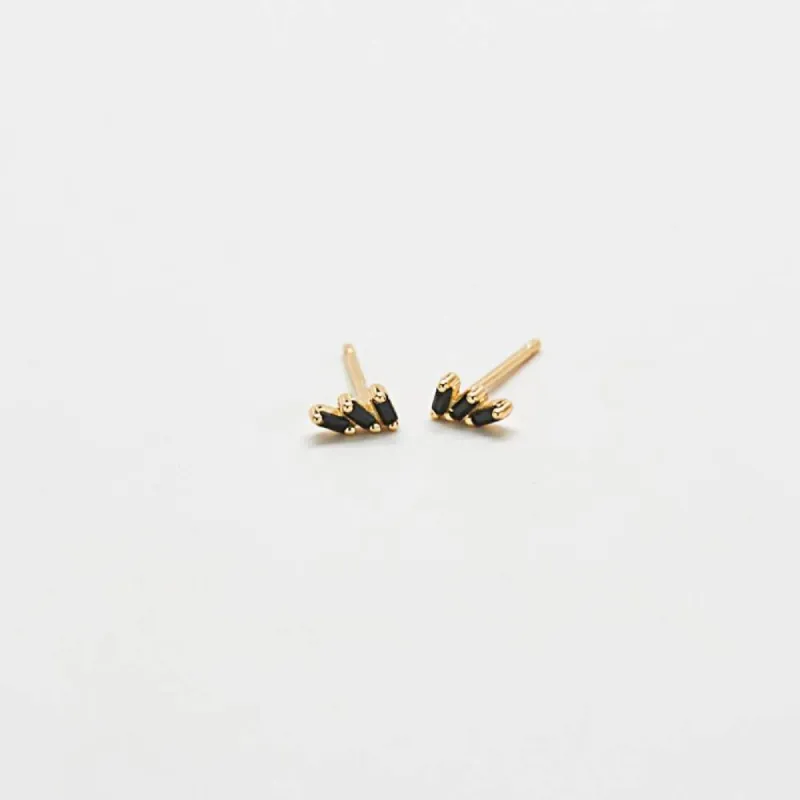 Black Triple Baguette Gold Studs sold by Admiral Row