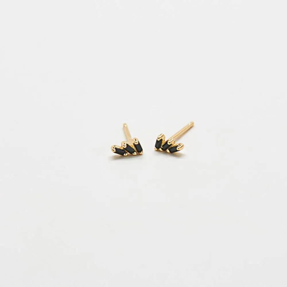Black Triple Baguette Gold Studs sold by Admiral Row