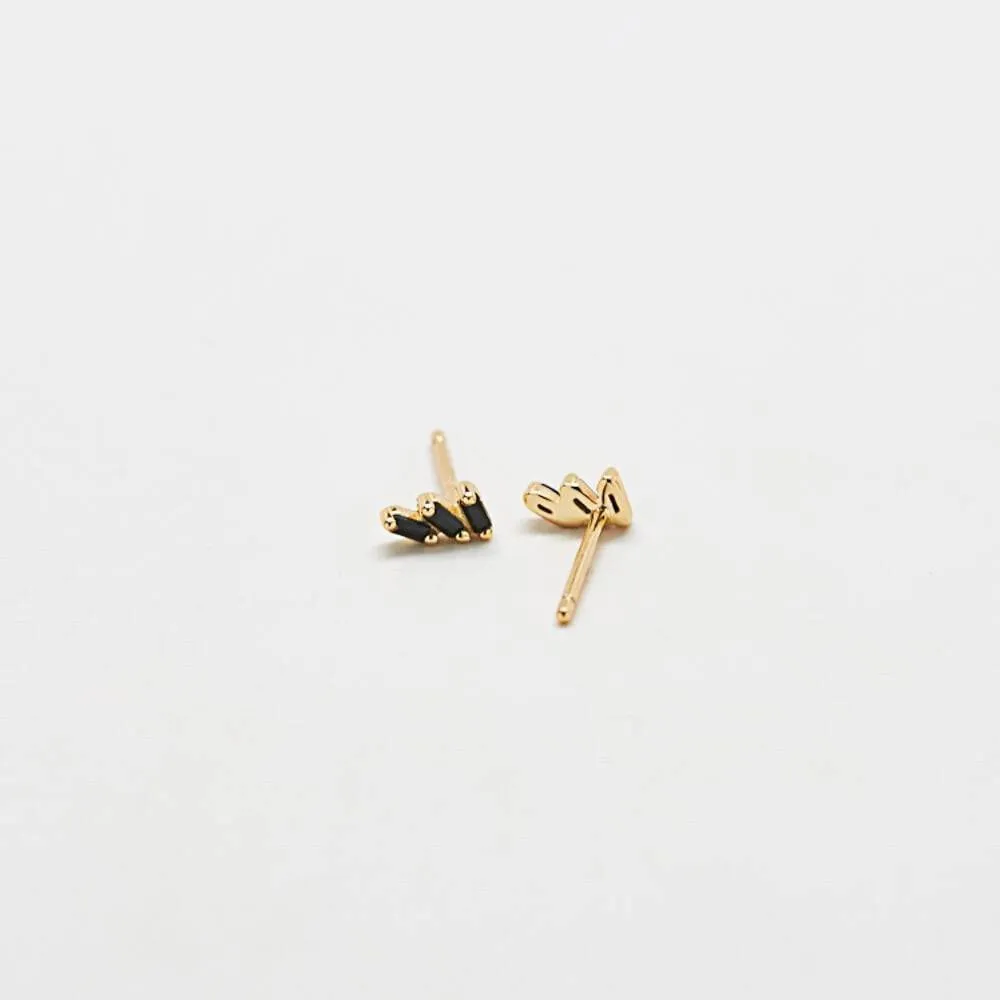 Black Triple Baguette Gold Studs sold by Admiral Row product image thumbnail 3