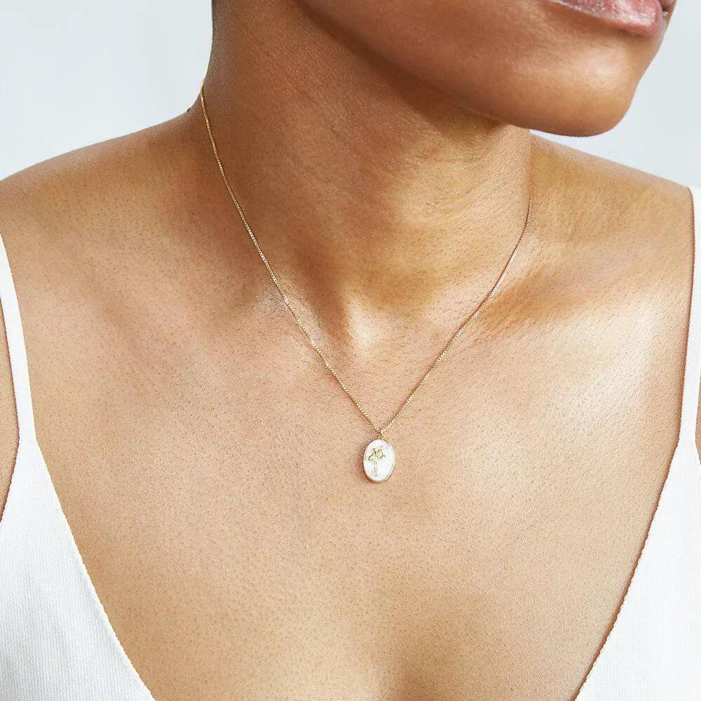 Mother of Pearl Flower Pendant Necklace sold by Admiral Row product image thumbnail 2