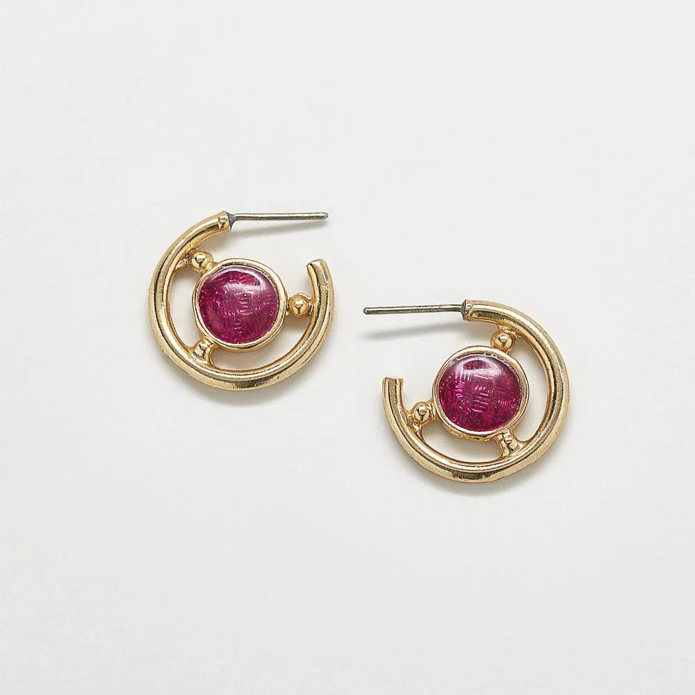 Vintage Fuchsia and Gold Hoop Earrings sold by Admiral Row