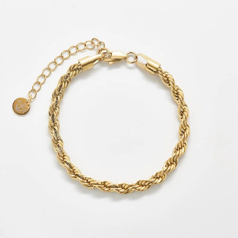 Gold Thick Rope Chain Bracelet sold by Admiral Row