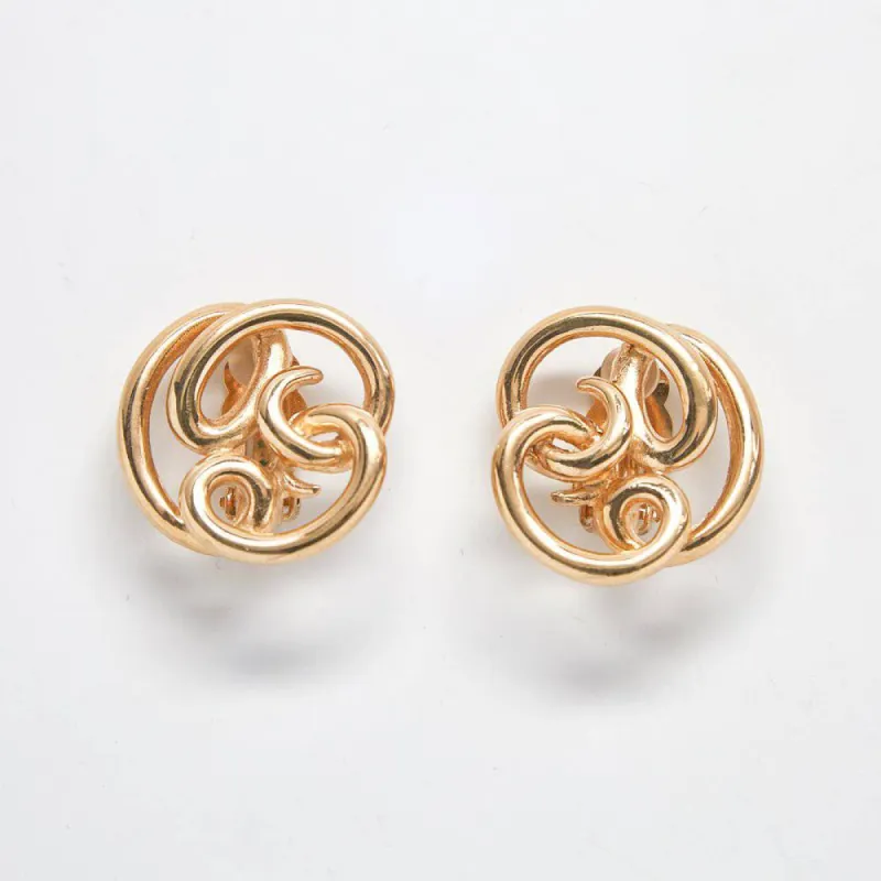 Vintage Givenchy Gold Swirl Earrings sold by Admiral Row