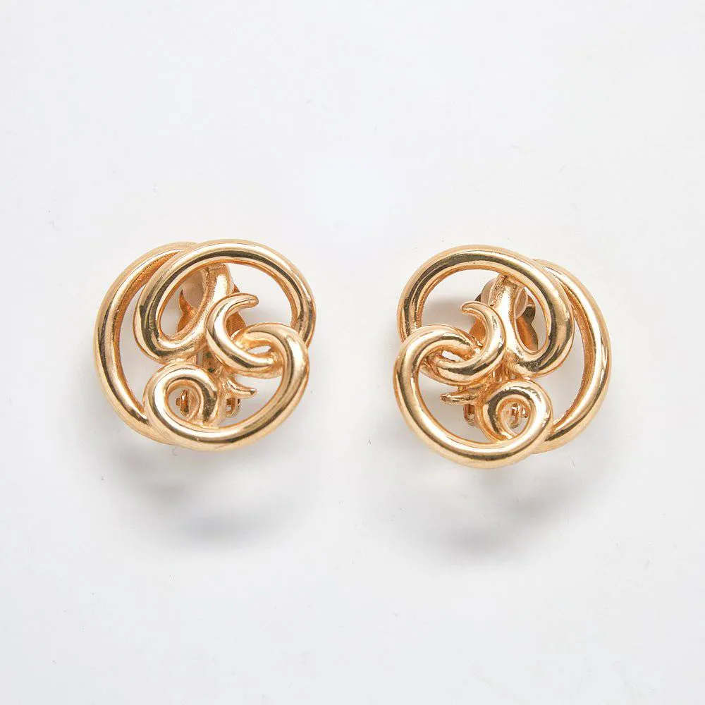 Vintage Givenchy Gold Swirl Earrings sold by Admiral Row