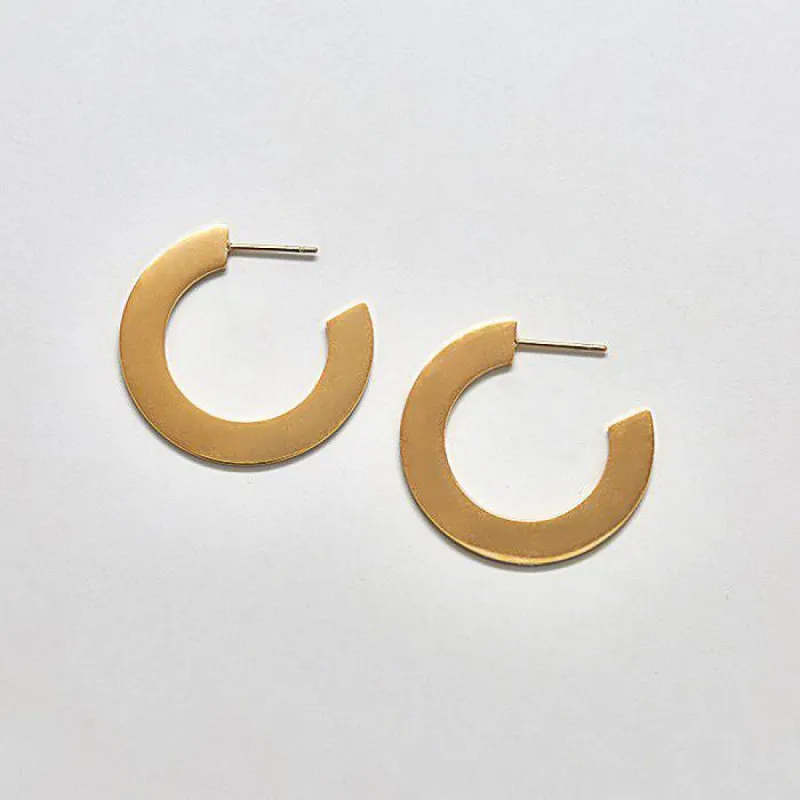 Small Gold Flat Hoop Earrings sold by Admiral Row