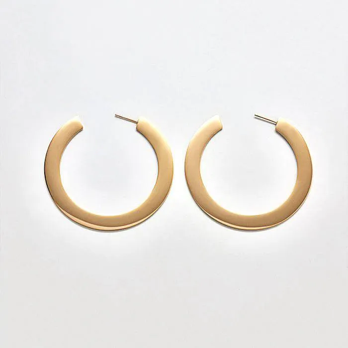 Medium Gold Flat Hoop Earrings sold by Admiral Row