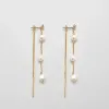 Gold Pearl Chain Drop Earrings sold by Admiral Row