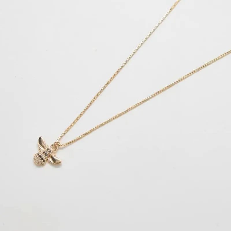 Gold Pave Bee Necklace sold by Admiral Row