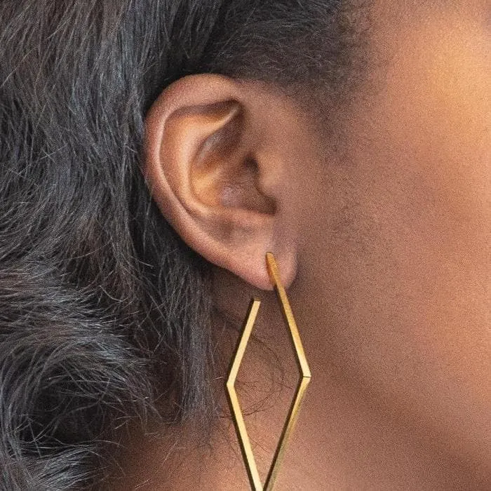 Gold Diamond Hoop Earrings sold by Admiral Row product image thumbnail 2