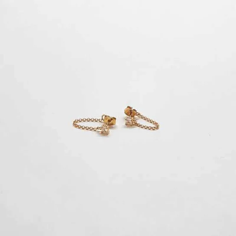 Gold CZ Chain Huggie Earrings sold by Admiral Row
