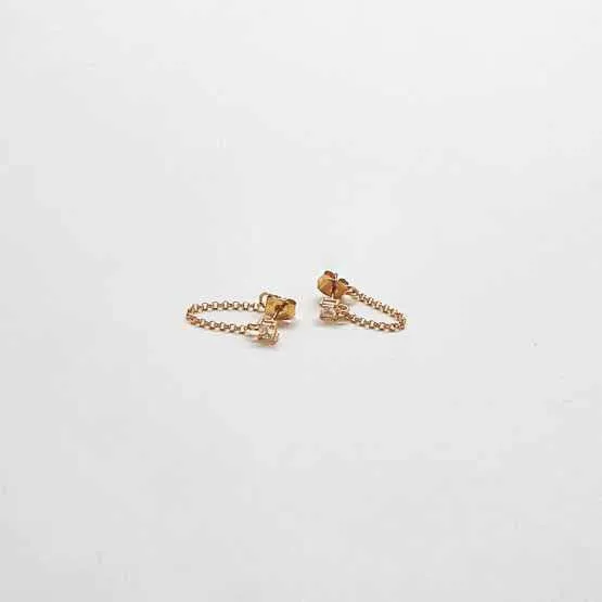 Gold CZ Chain Huggie Earrings sold by Admiral Row