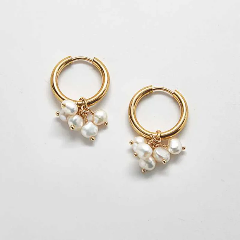 Gold Pearl Huggie Earrings - Best Seller sold by Admiral Row
