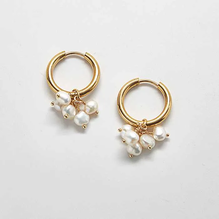 Gold Pearl Huggie Earrings - Best Seller sold by Admiral Row