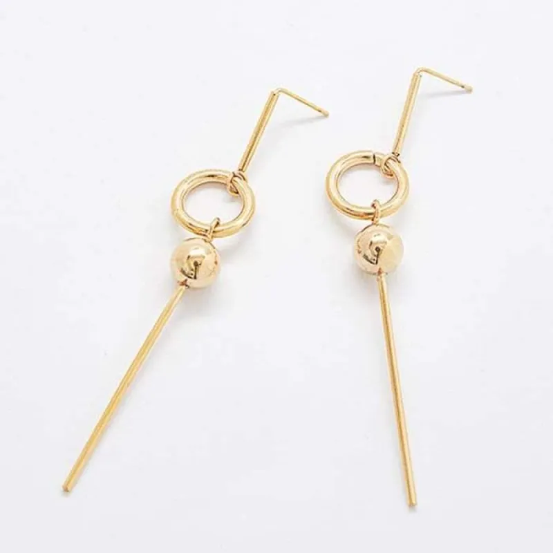 Gold Geometric Circle Drop Earrings sold by Admiral Row