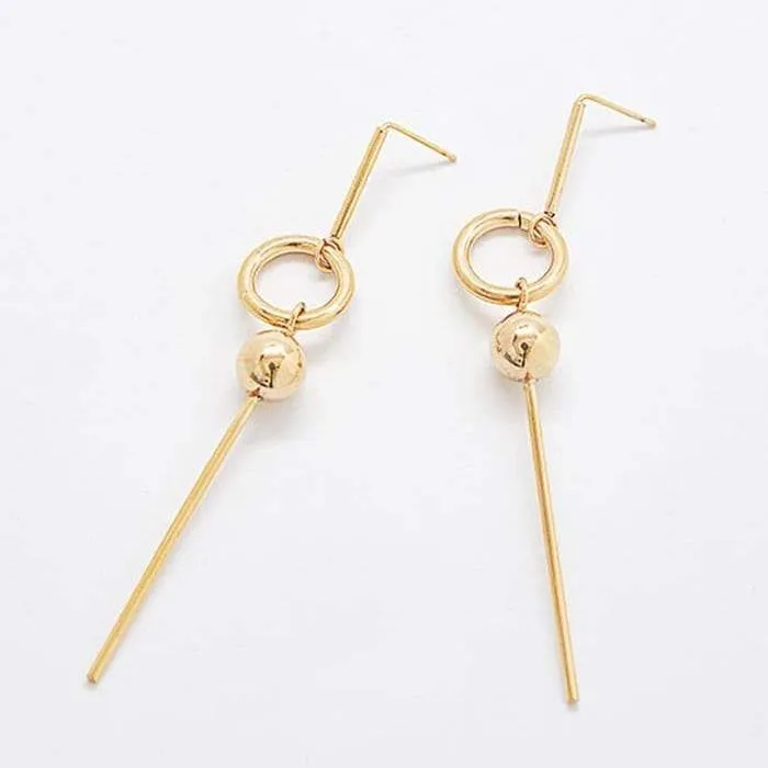 Gold Geometric Circle Drop Earrings sold by Admiral Row