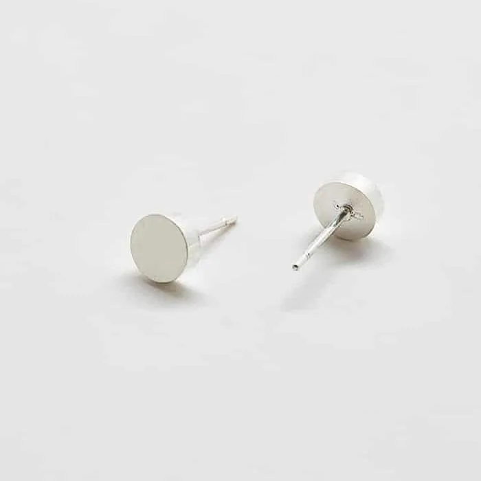 Silver Round Flat Stud Earrings sold by Admiral Row product image thumbnail 2