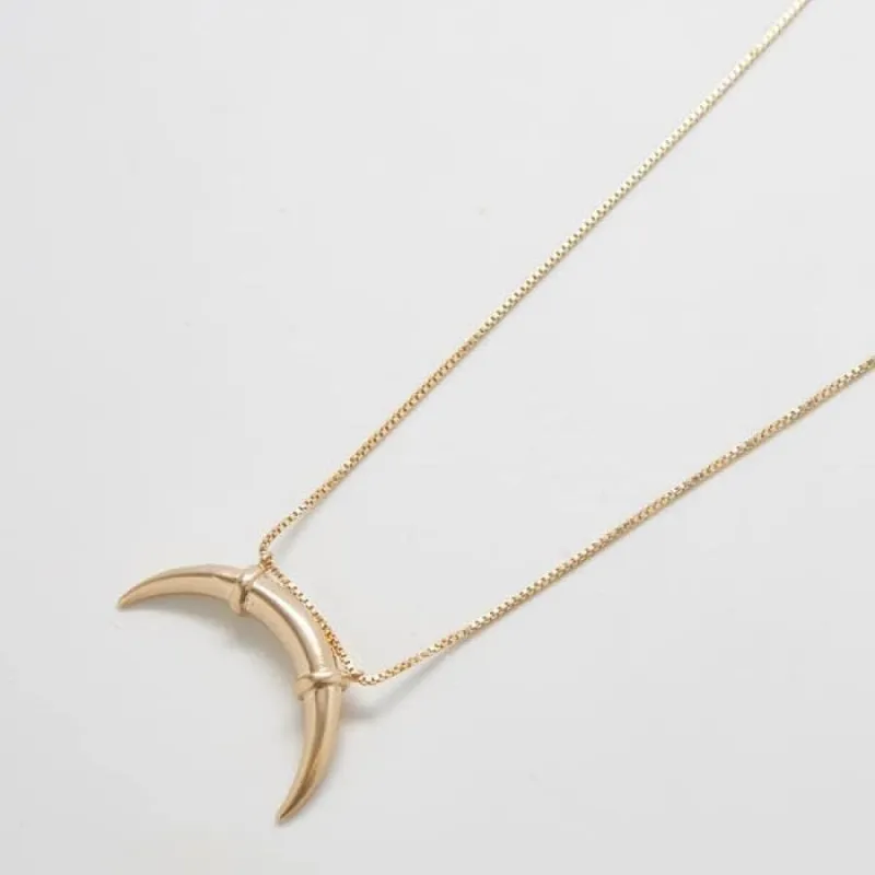 Gold Double Horn Necklace sold by Admiral Row