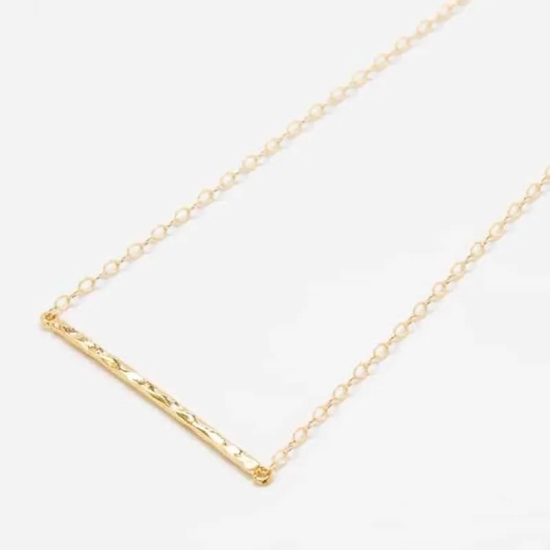 Gold Tiny Hammered Bar Necklace sold by Admiral Row
