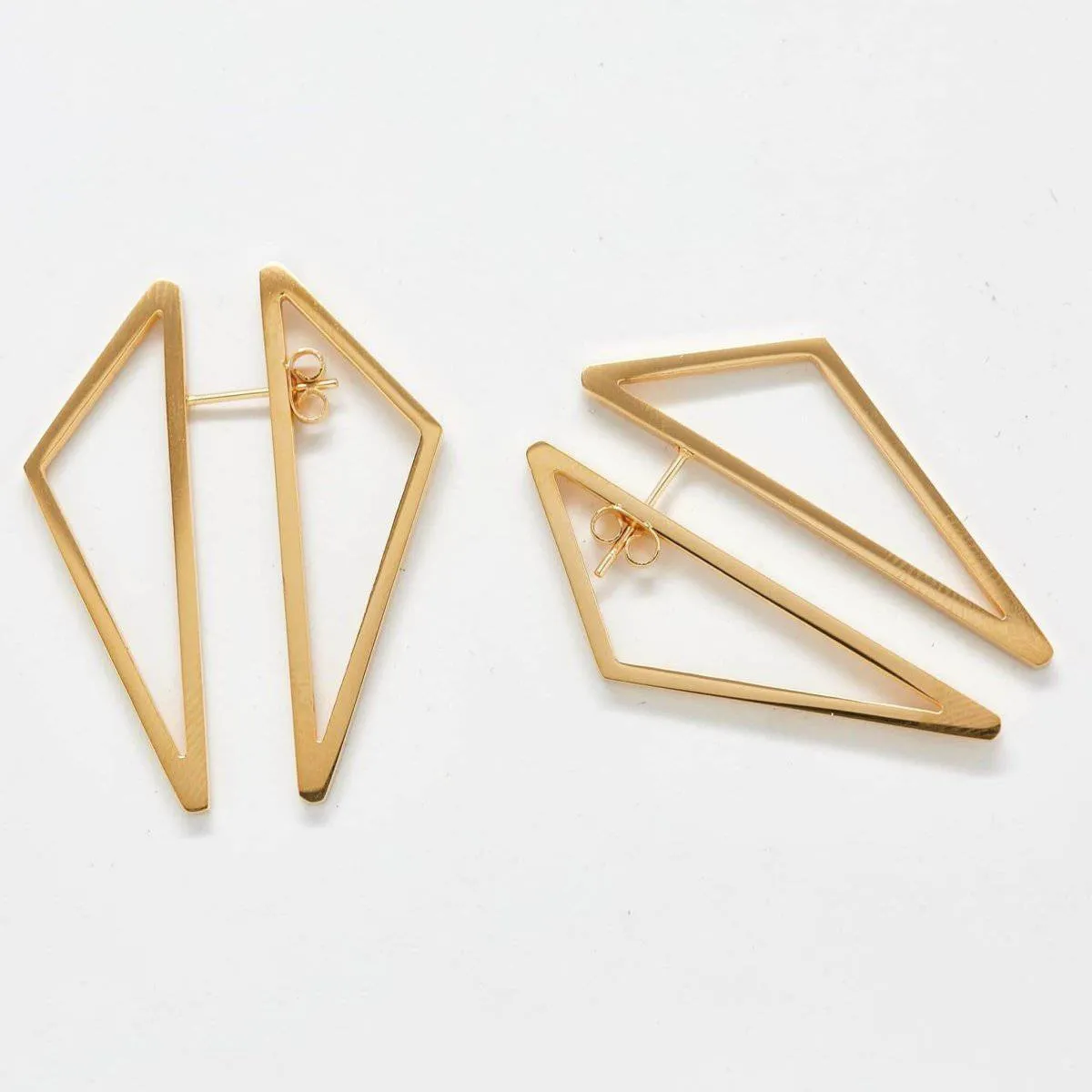 Double-Sided Gold Geometric Triangle Earrings sold by Admiral Row
