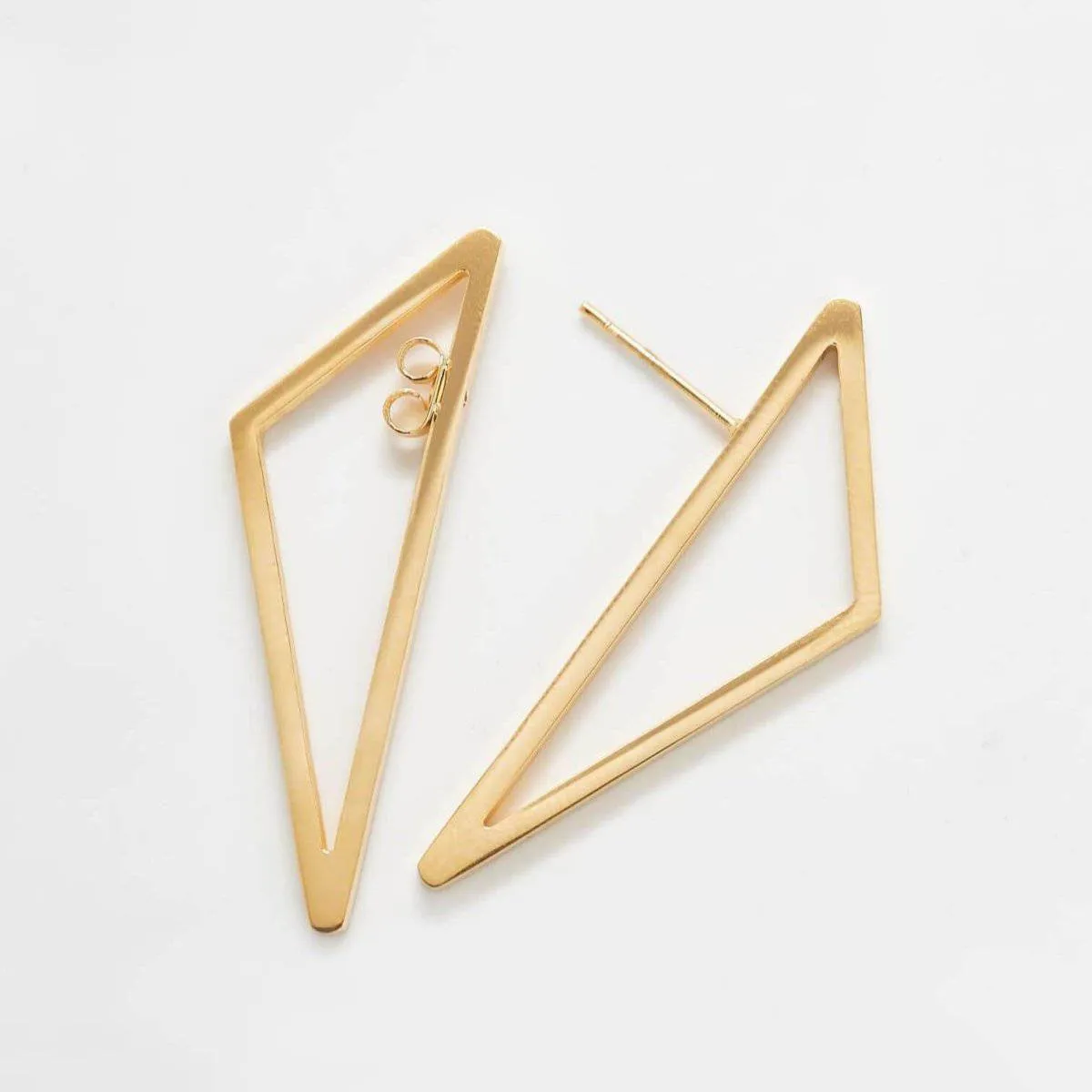Double-Sided Gold Geometric Triangle Earrings sold by Admiral Row product image thumbnail 3