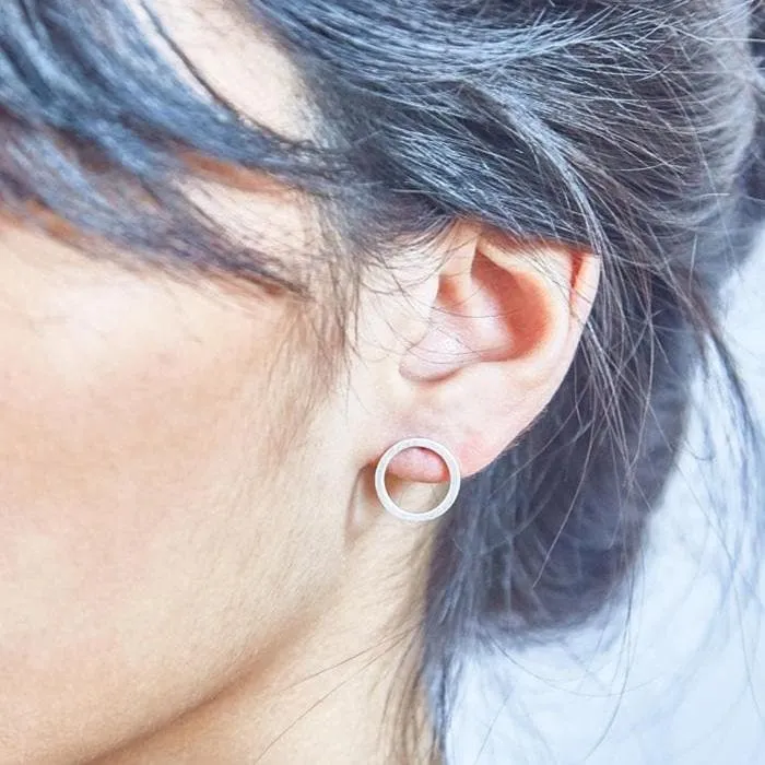 Silver Open Circle Stud Earrings sold by Admiral Row product image thumbnail 2