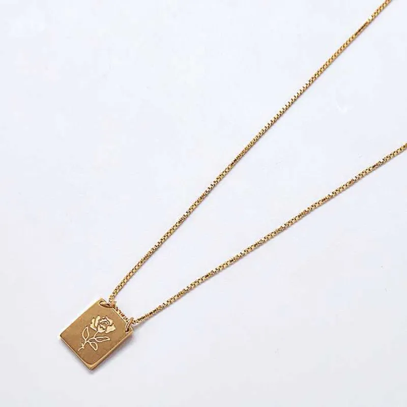 Gold Rose Bar Pendant Necklace sold by Admiral Row