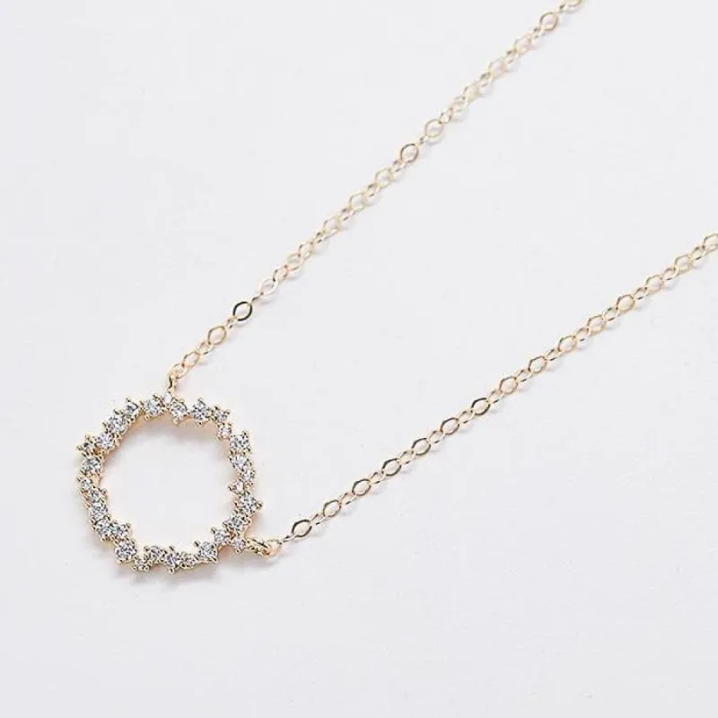 Gold Pave Stone Circle Necklace sold by Admiral Row
