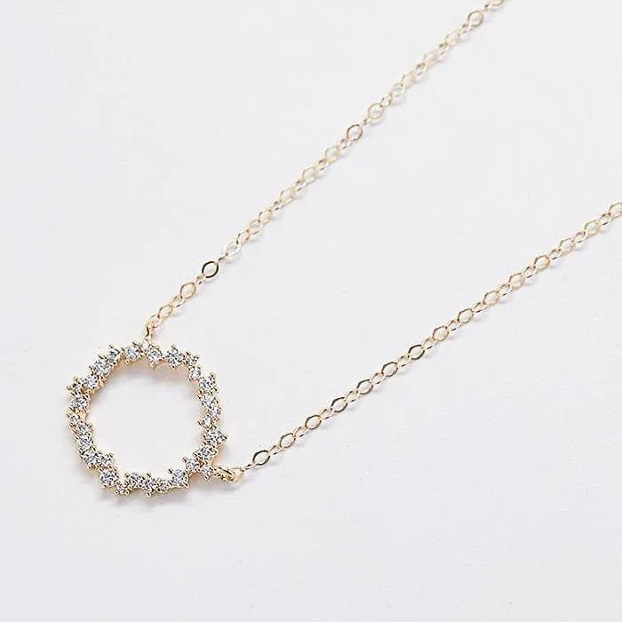 Gold Pave Stone Circle Necklace sold by Admiral Row