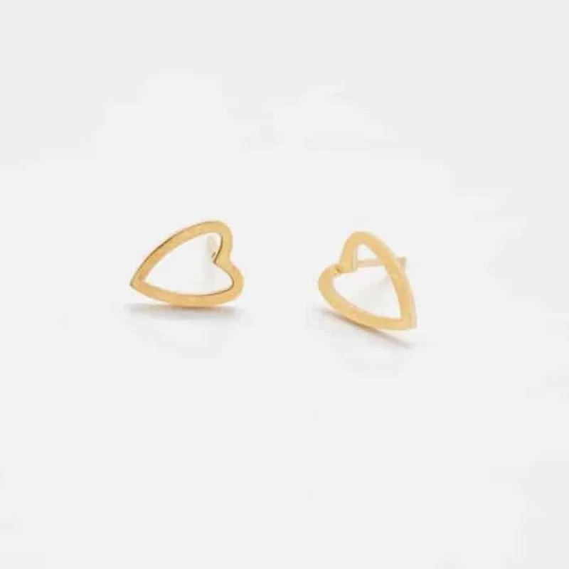 Gold Heart Outline Stud Earrings sold by Admiral Row