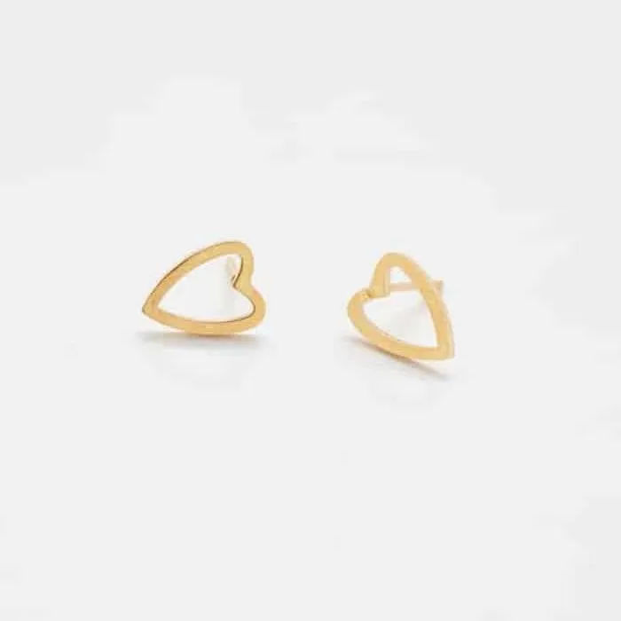 Gold Heart Outline Stud Earrings sold by Admiral Row