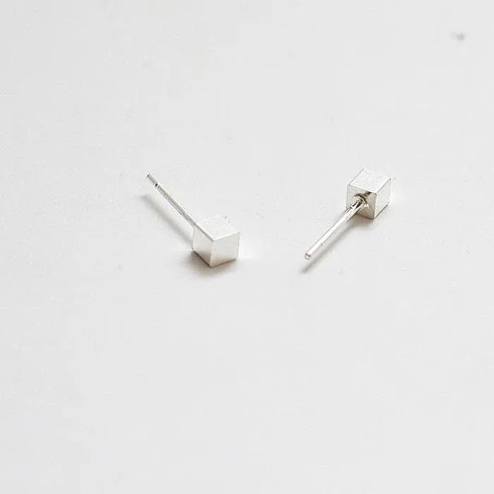 Tiny Silver Cube Square Earrings sold by Admiral Row product image thumbnail 3