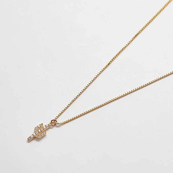 Gold Cactus Pave Necklace sold by Admiral Row