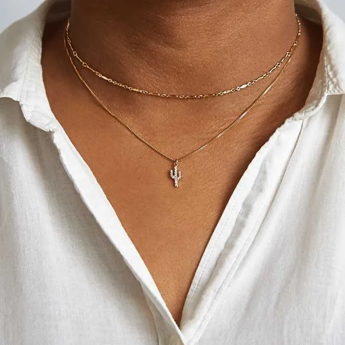 Gold Cactus Pave Necklace sold by Admiral Row product image thumbnail 2